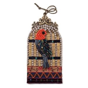 Bejeweled Bird Cage with Beaded Bird Ornament